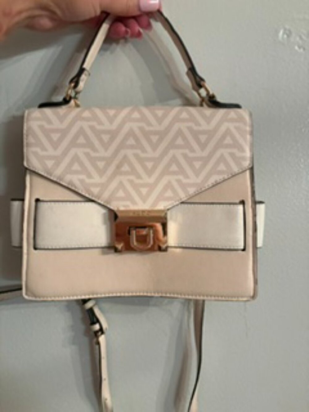 Aldo cream and tan shoulder/handbag purse